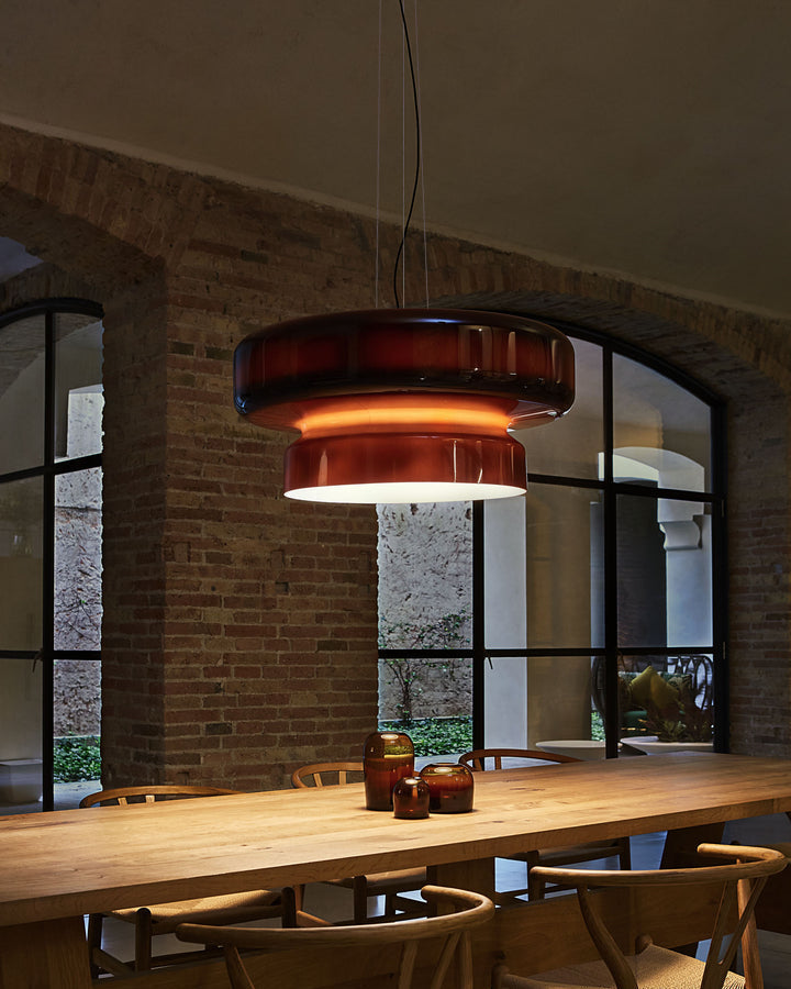 Hanglamp Retro met Tweelaagsig Glazen Kap en Verstelbare Hoogte