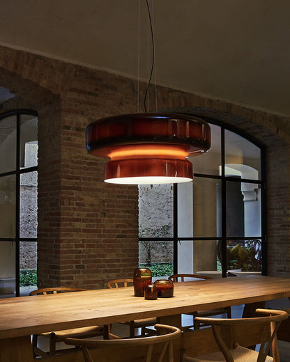 Hanglamp Retro met Tweelaagsig Glazen Kap en Verstelbare Hoogte
