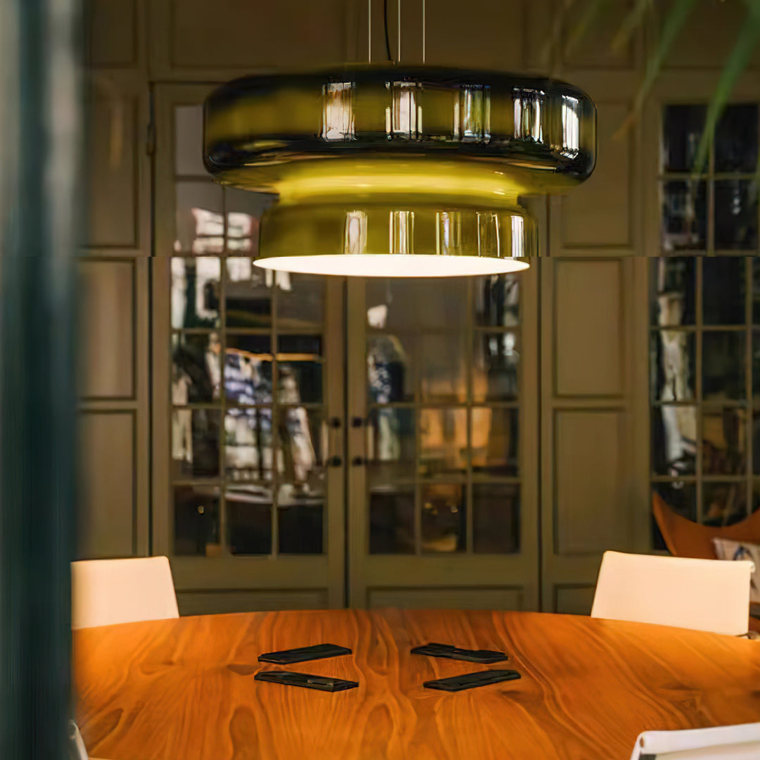 Hanglamp Retro met Tweelaagsig Glazen Kap en Verstelbare Hoogte