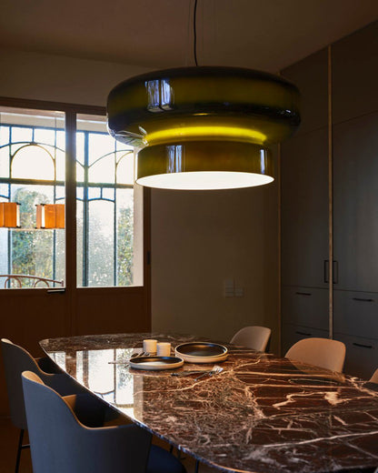 Hanglamp Retro met Tweelaagsig Glazen Kap en Verstelbare Hoogte