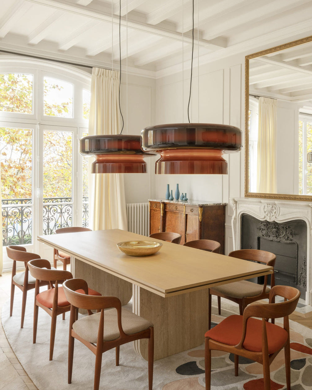 Hanglamp Retro met Tweelaagsig Glazen Kap en Verstelbare Hoogte