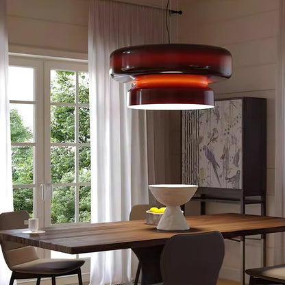 Hanglamp Retro met Tweelaagsig Glazen Kap en Verstelbare Hoogte