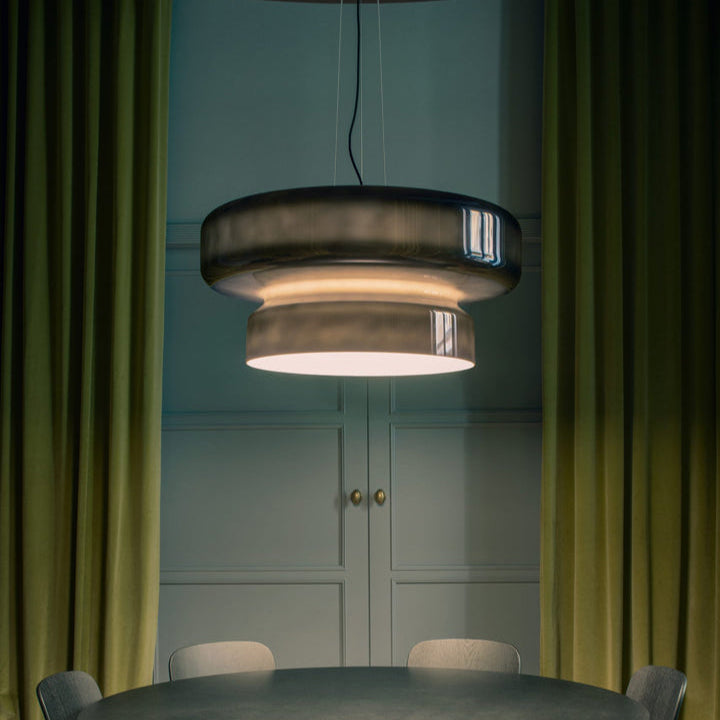 Hanglamp Retro met Tweelaagsig Glazen Kap en Verstelbare Hoogte