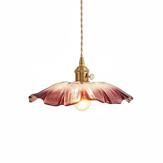 Hanglamp Retro Vintage met Glazen Bloemkap en Messing Fitting