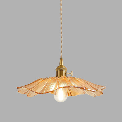 Hanglamp Retro Vintage met Glazen Bloemkap en Messing Fitting