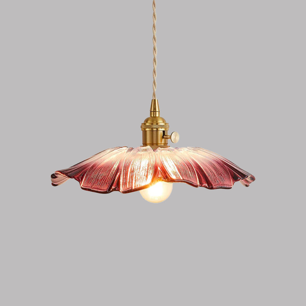 Hanglamp Retro Vintage met Glazen Bloemkap en Messing Fitting