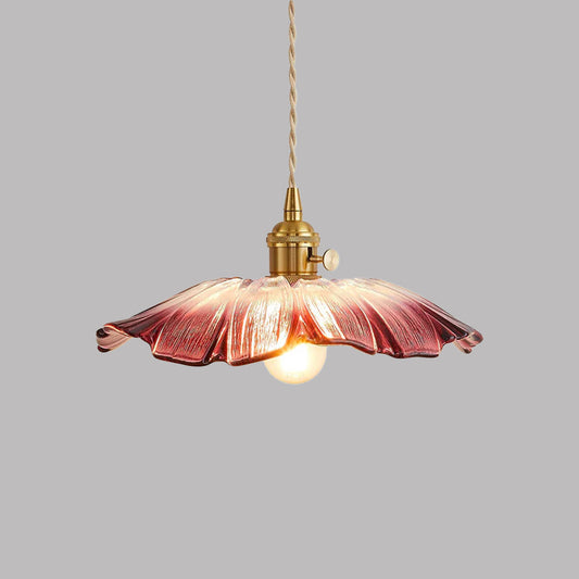 Hanglamp Retro Vintage met Glazen Bloemkap en Messing Fitting