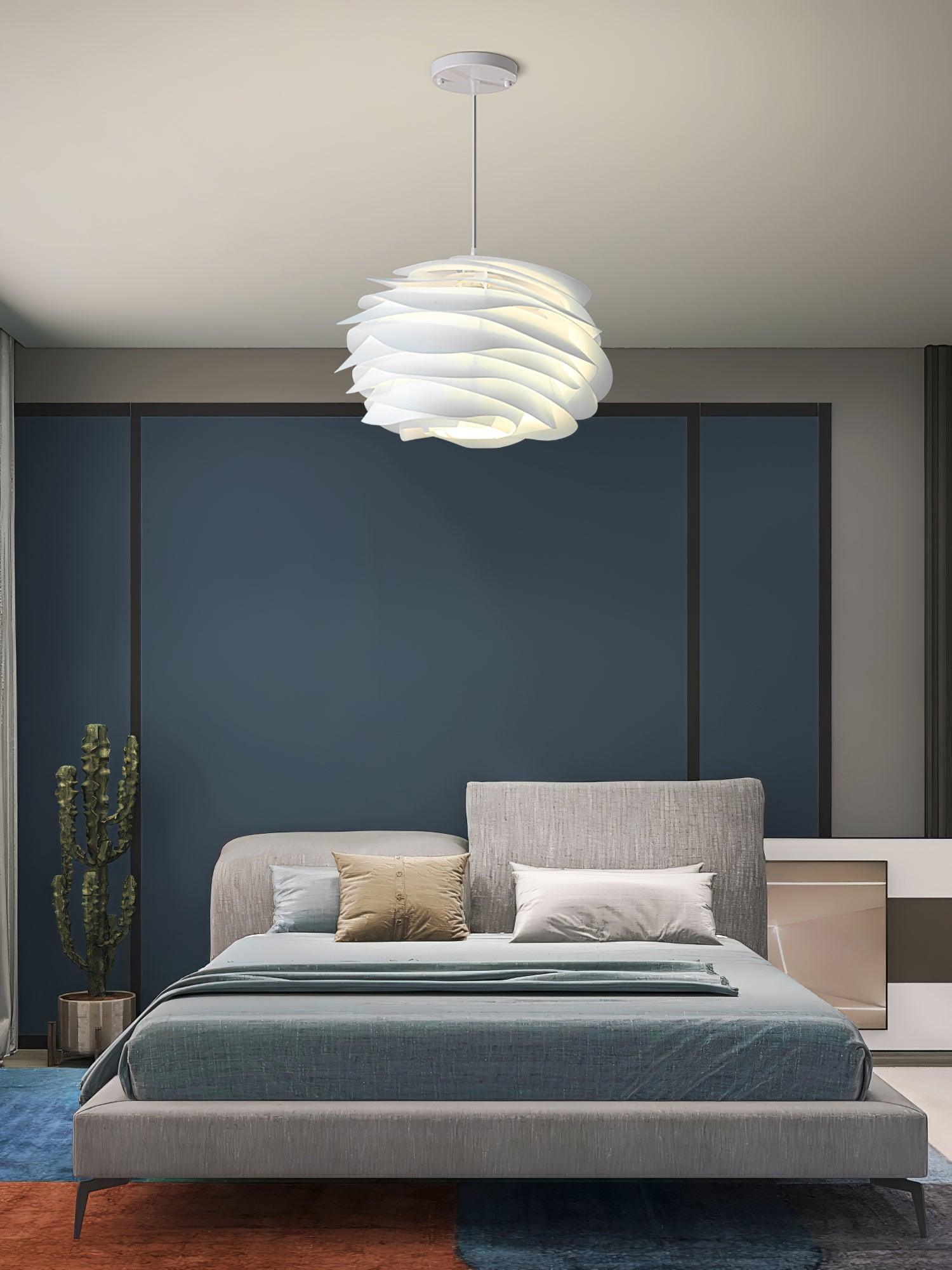 Hanglamp Scandinavisch met Bloemenkap van Gebogen Lamellen