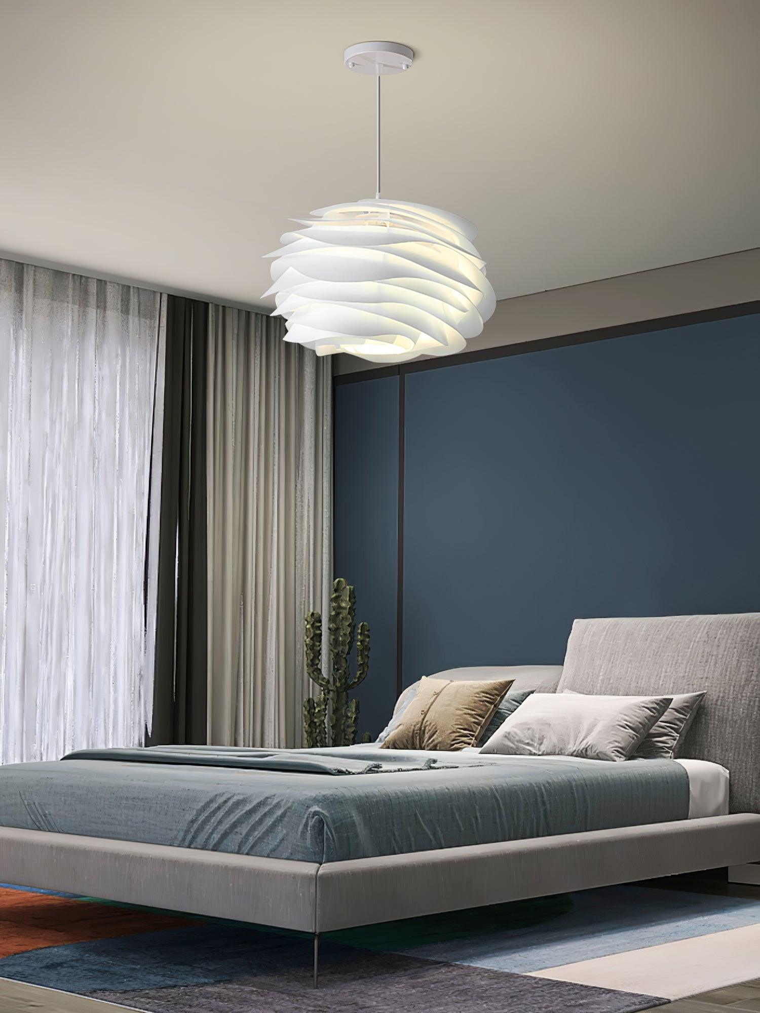 Hanglamp Scandinavisch met Bloemenkap van Gebogen Lamellen