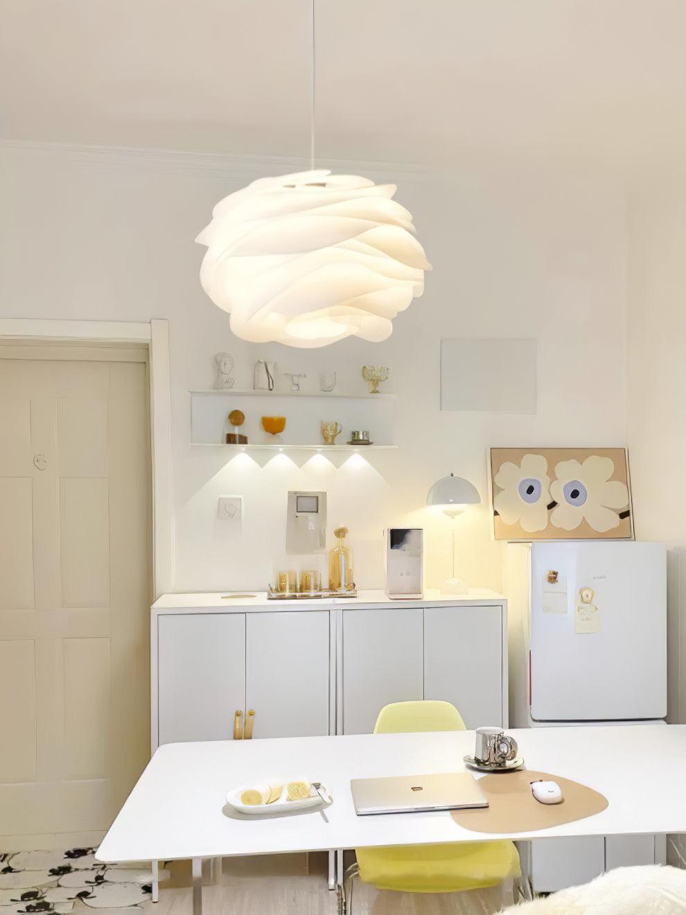 Hanglamp Scandinavisch met Bloemenkap van Gebogen Lamellen