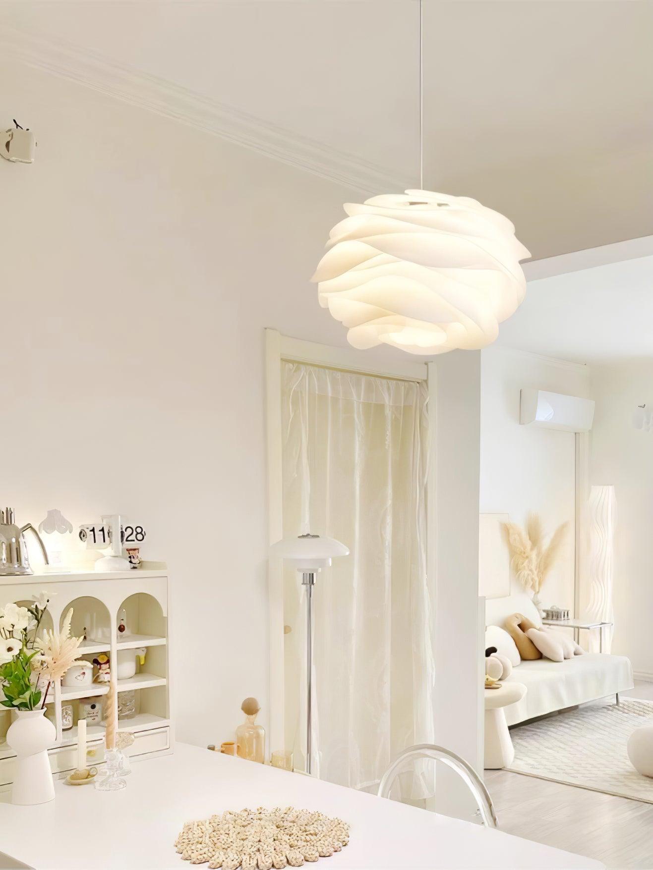 Hanglamp Scandinavisch met Bloemenkap van Gebogen Lamellen