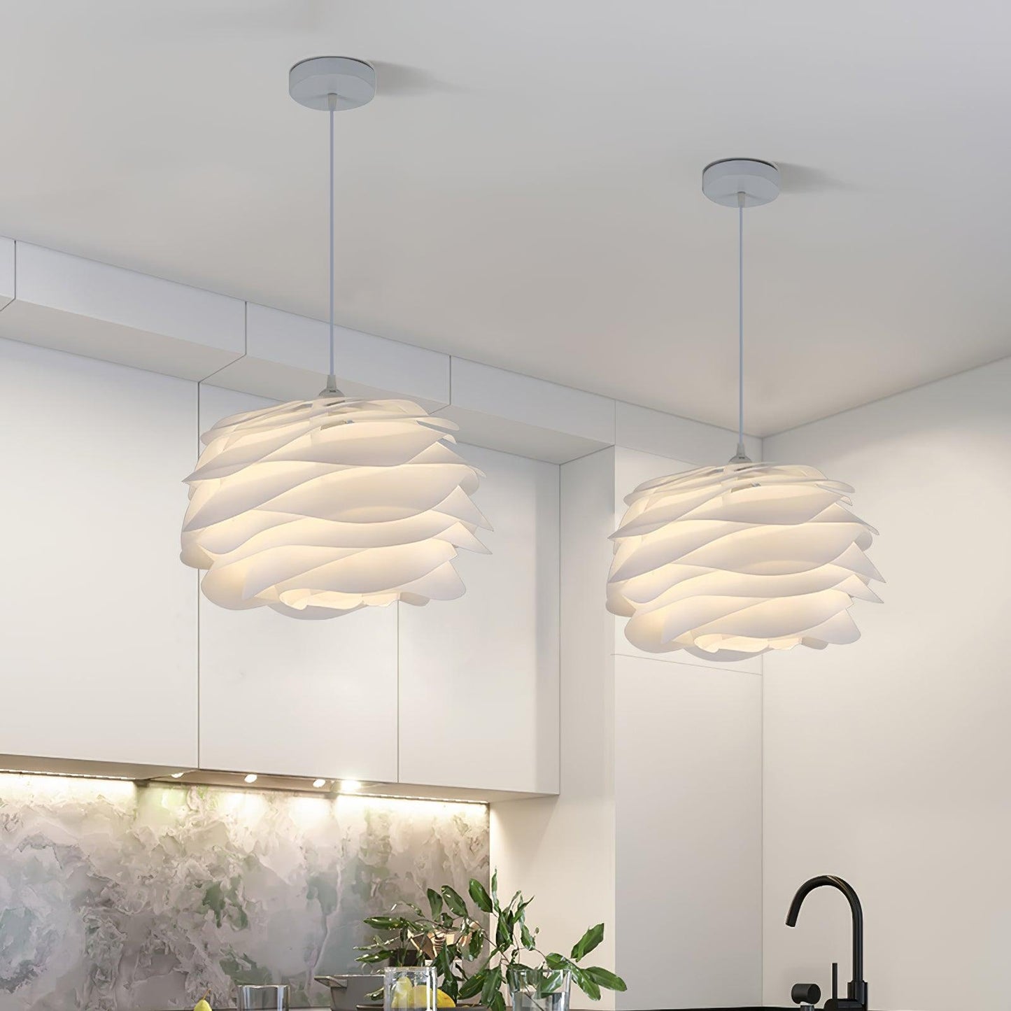 Hanglamp Scandinavisch met Bloemenkap van Gebogen Lamellen