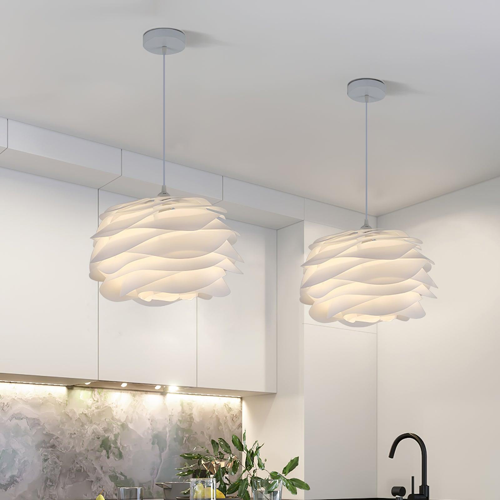 Hanglamp Scandinavisch met Bloemenkap van Gebogen Lamellen