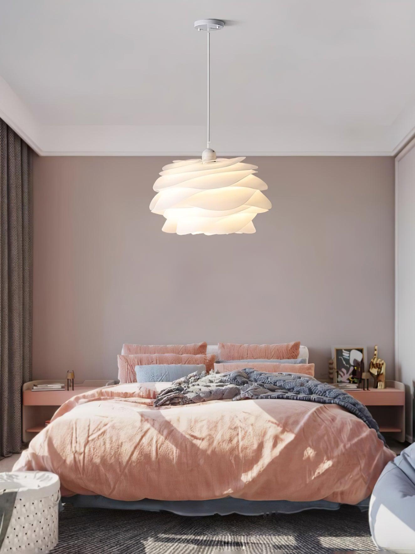Hanglamp Scandinavisch met Bloemenkap van Gebogen Lamellen