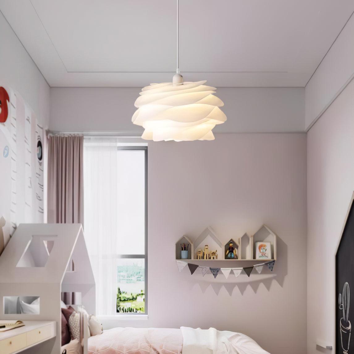 Hanglamp Scandinavisch met Bloemenkap van Gebogen Lamellen