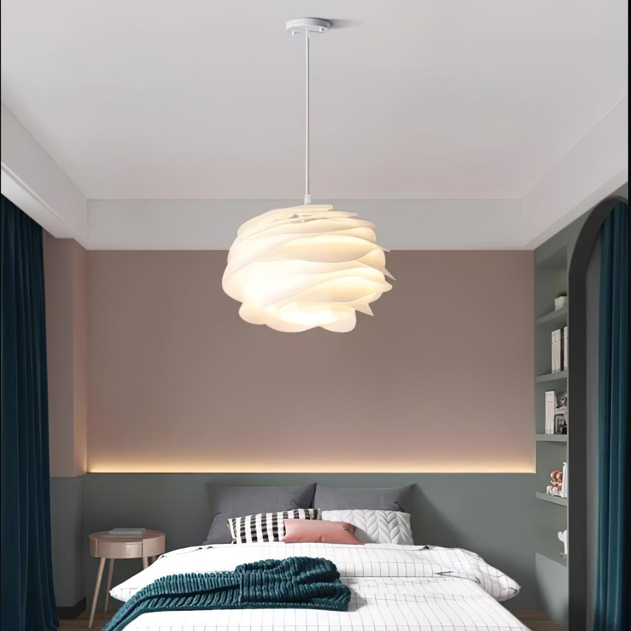 Hanglamp Scandinavisch met Bloemenkap van Gebogen Lamellen