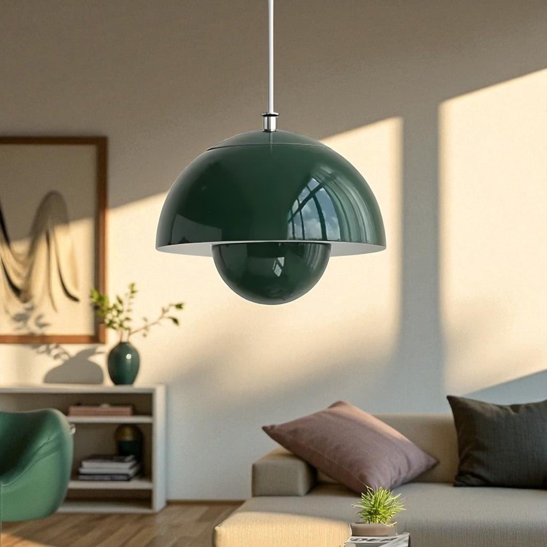 Hanglamp Scandinavisch met Bolkap en Glanzend Koepeldesign