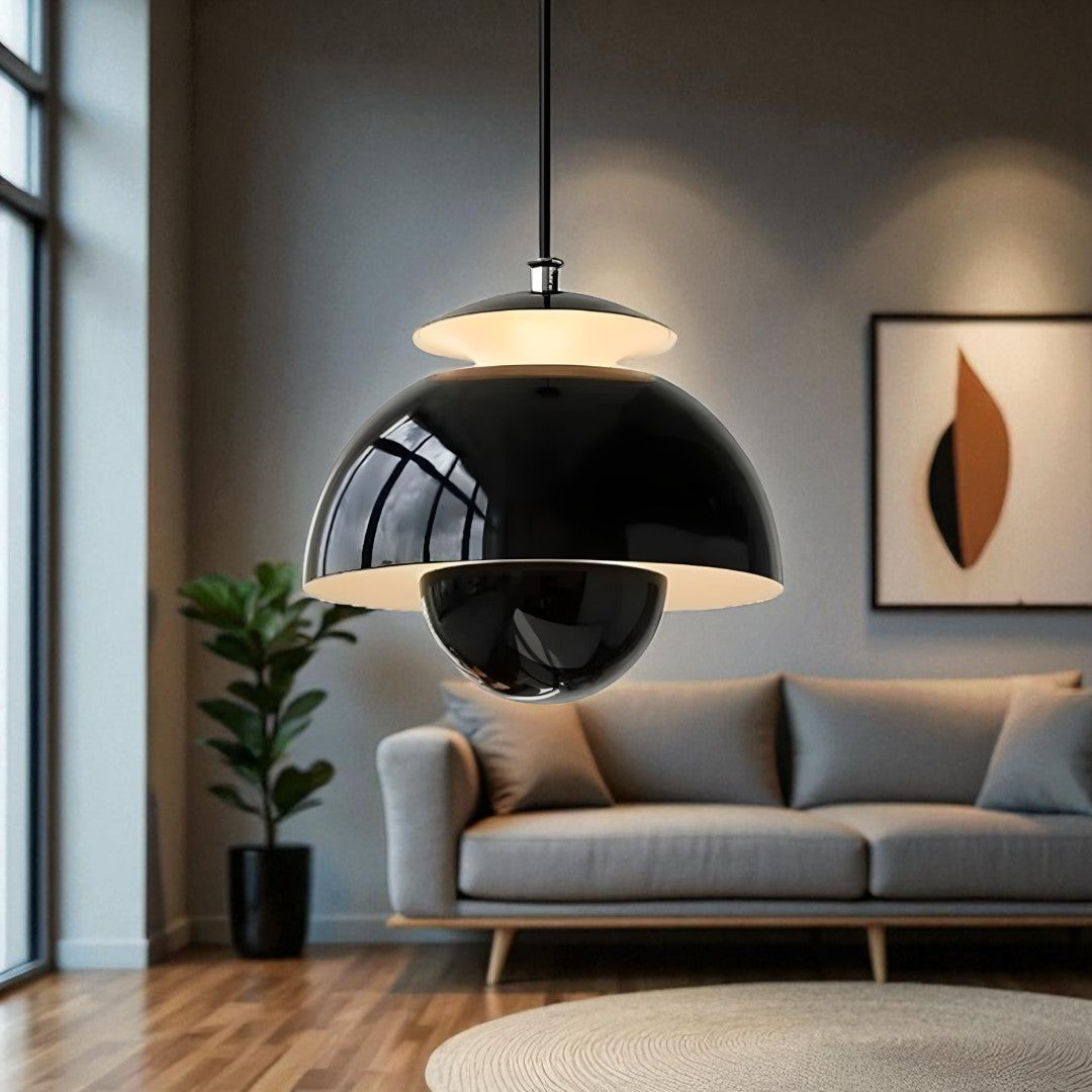 Hanglamp Scandinavisch met Bolkap en Glanzend Koepeldesign