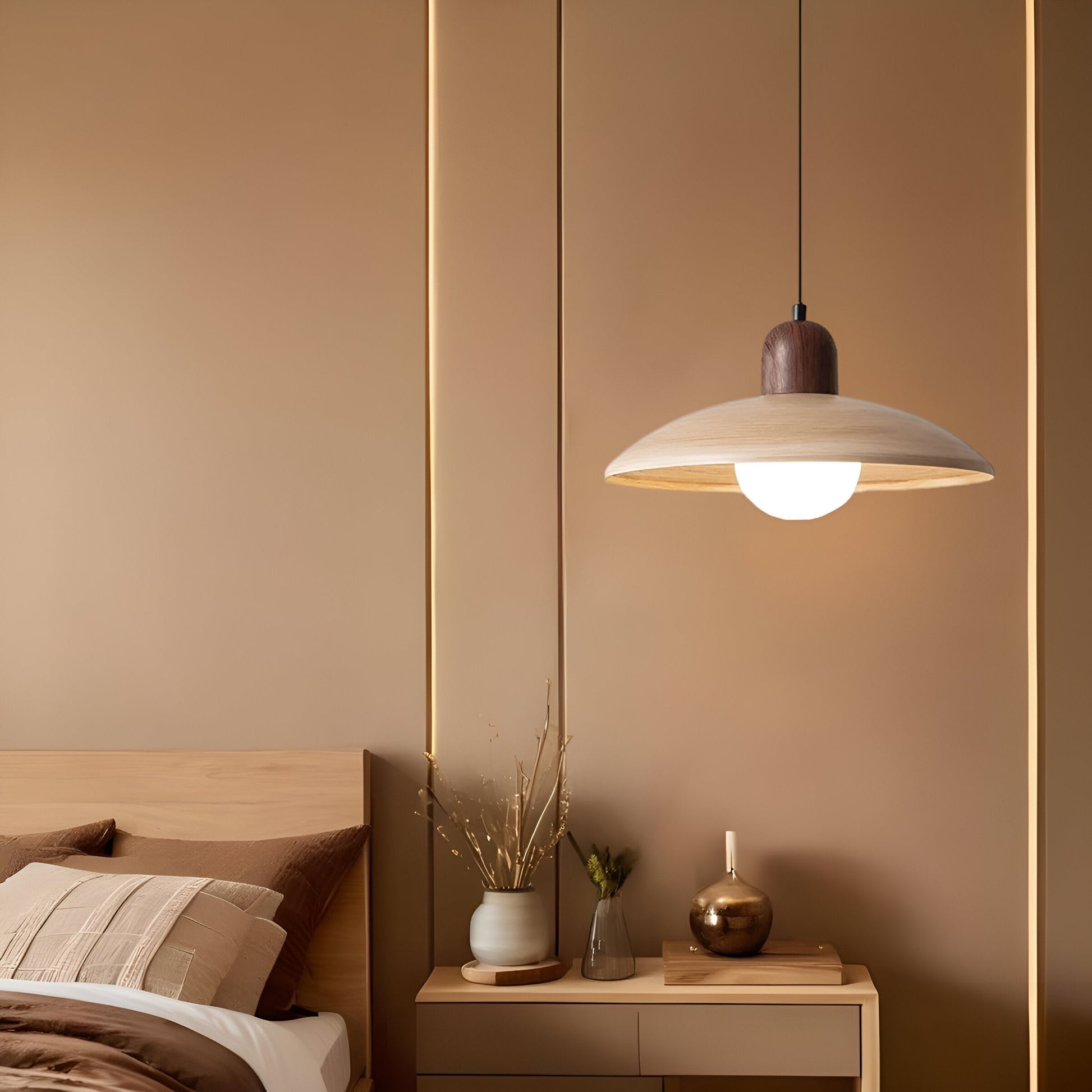 Hanglamp Scandinavisch met Brede Ronde Kap en Glazen Bol