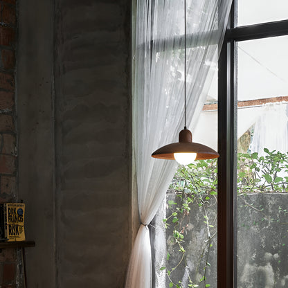 Hanglamp Scandinavisch met Brede Ronde Kap en Glazen Bol