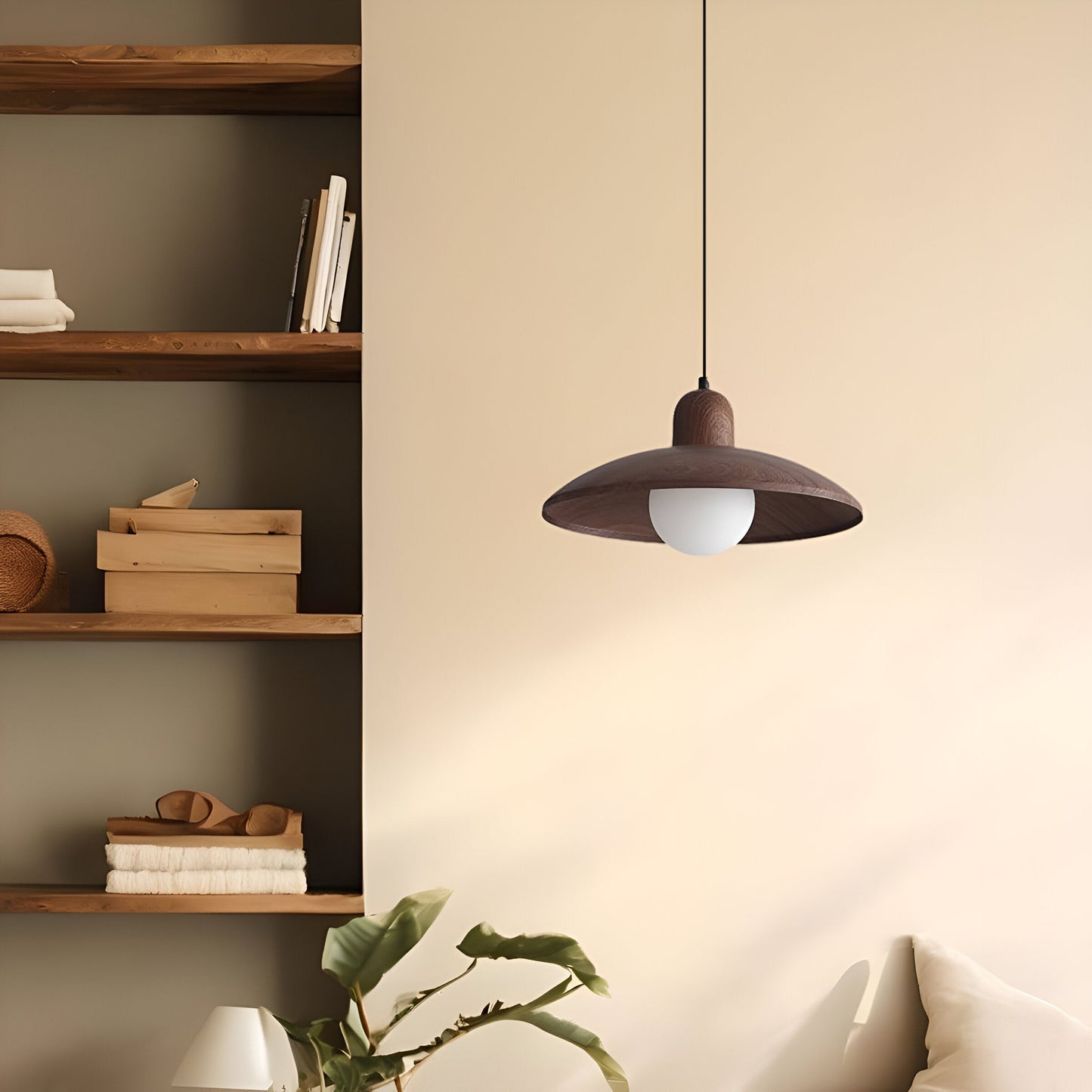 Hanglamp Scandinavisch met Brede Ronde Kap en Glazen Bol