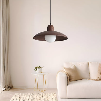 Hanglamp Scandinavisch met Brede Ronde Kap en Glazen Bol