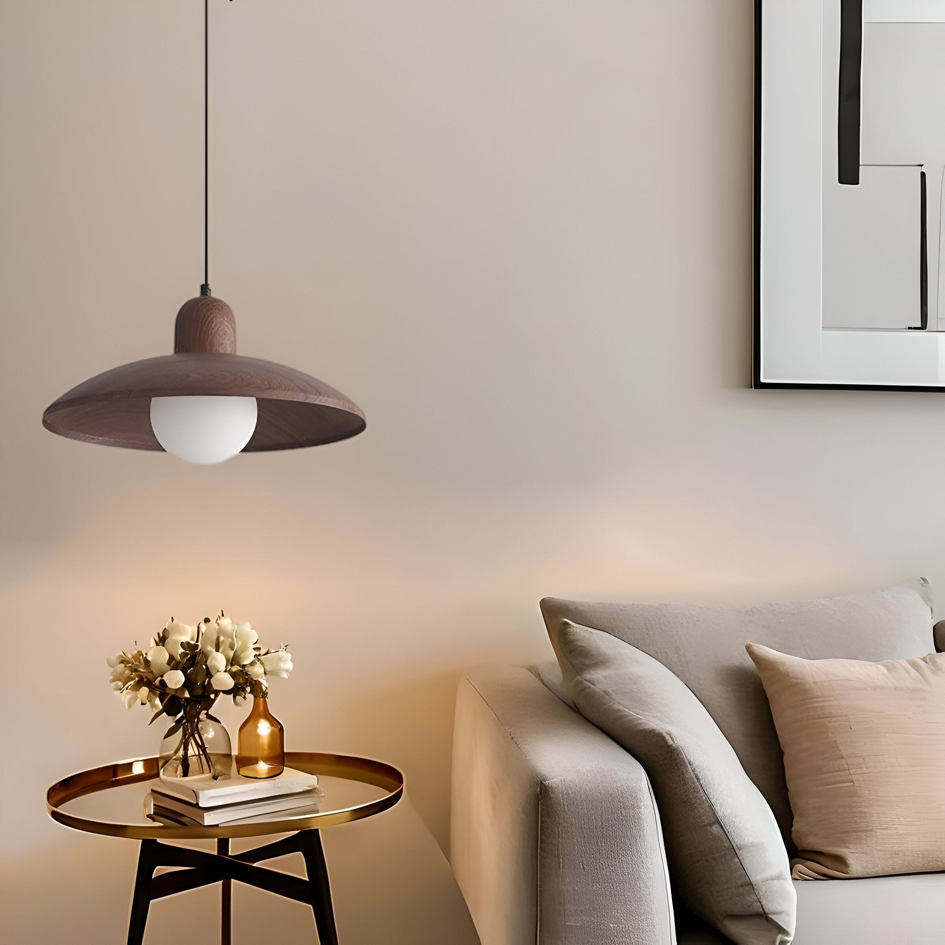Hanglamp Scandinavisch met Brede Ronde Kap en Glazen Bol