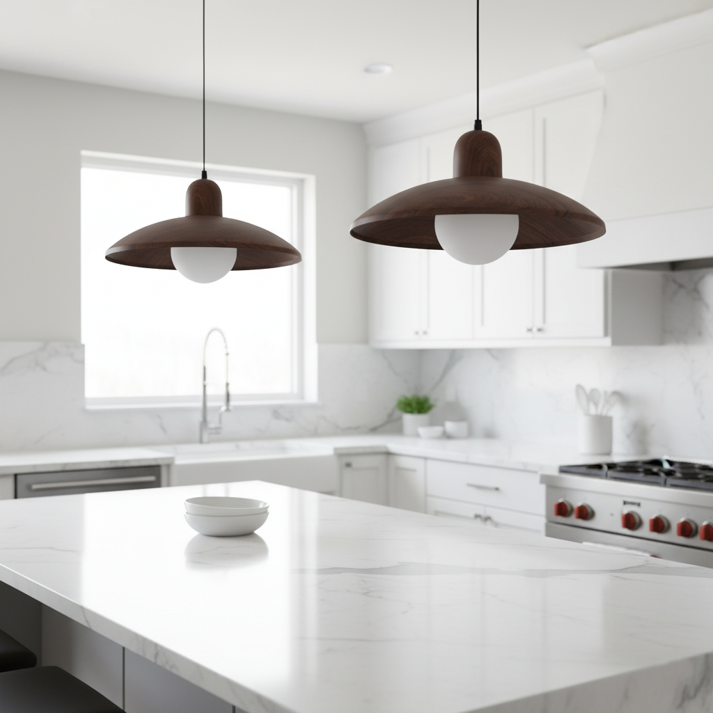 Hanglamp Scandinavisch met Brede Ronde Kap en Glazen Bol