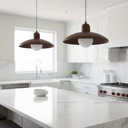 Hanglamp Scandinavisch met Brede Ronde Kap en Glazen Bol