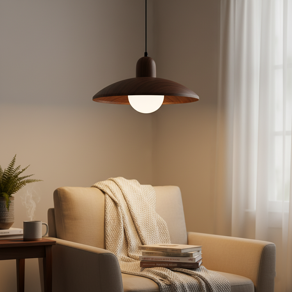 Hanglamp Scandinavisch met Brede Ronde Kap en Glazen Bol