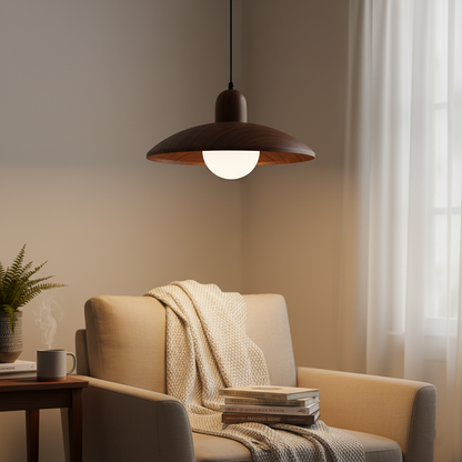 Hanglamp Scandinavisch met Brede Ronde Kap en Glazen Bol