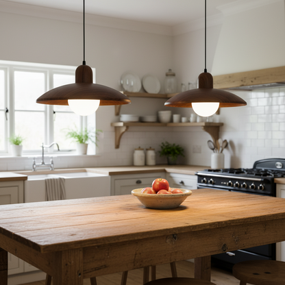 Hanglamp Scandinavisch met Brede Ronde Kap en Glazen Bol