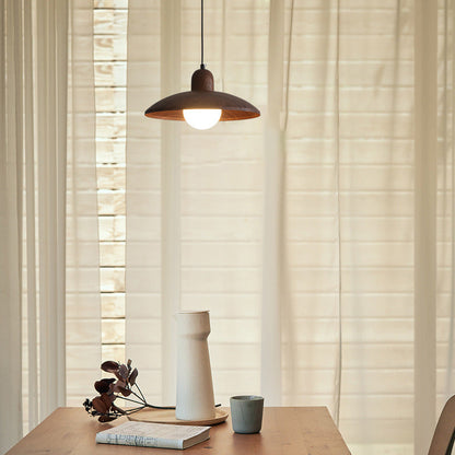 Hanglamp Scandinavisch met Brede Ronde Kap en Glazen Bol