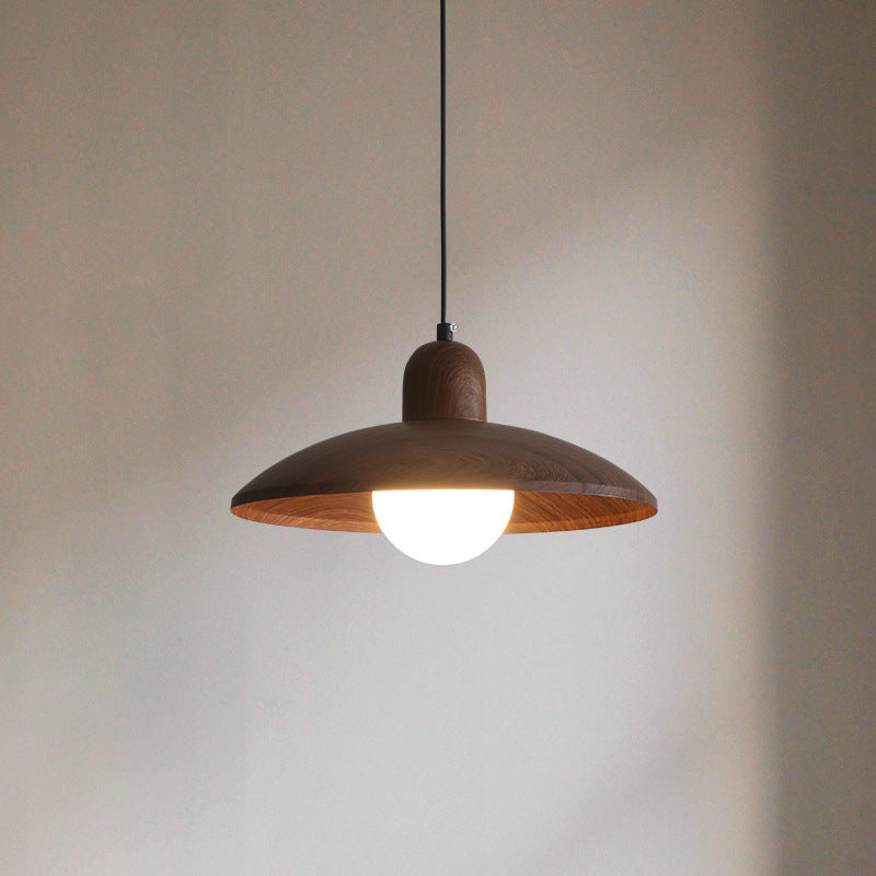 Hanglamp Scandinavisch met Brede Ronde Kap en Glazen Bol