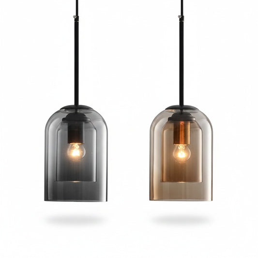 Hanglamp Scandinavisch met Dubbel Glazen Kap en Verstelbare Hoogte