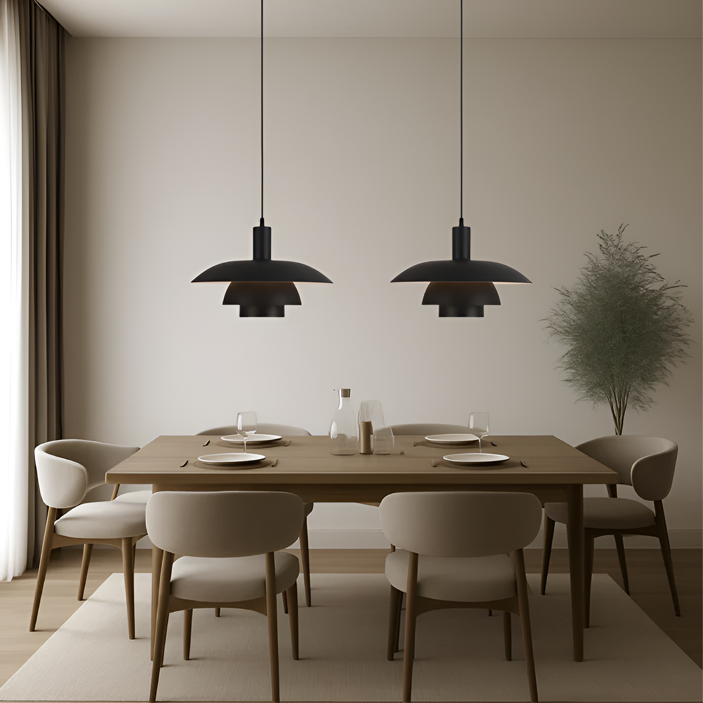 Hanglamp Scandinavisch met Gelaagde Kap en Ingebouwde LED Dimbaar