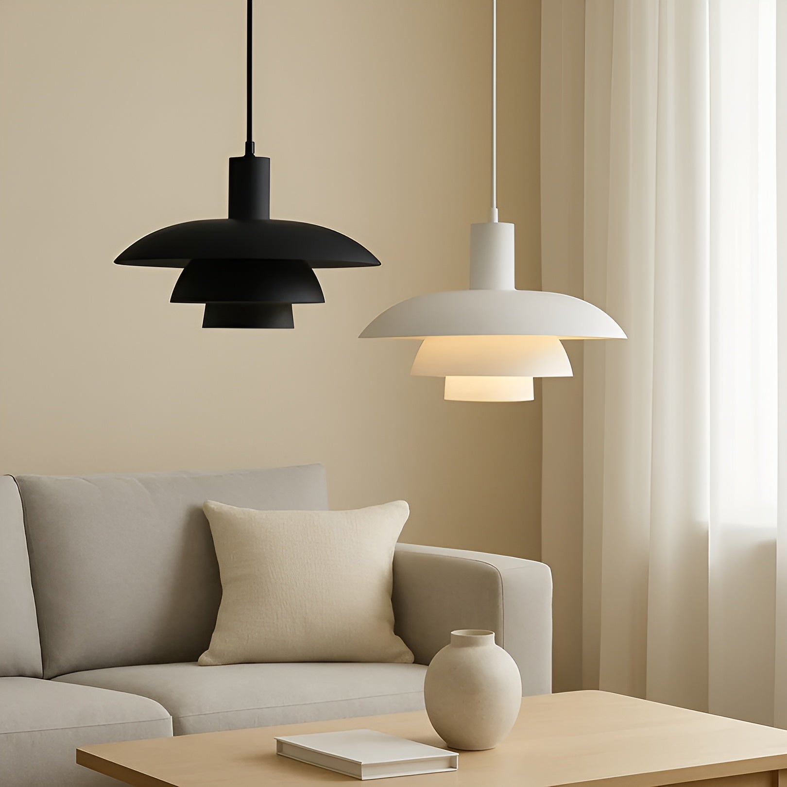 Hanglamp Scandinavisch met Gelaagde Kap en Ingebouwde LED Dimbaar