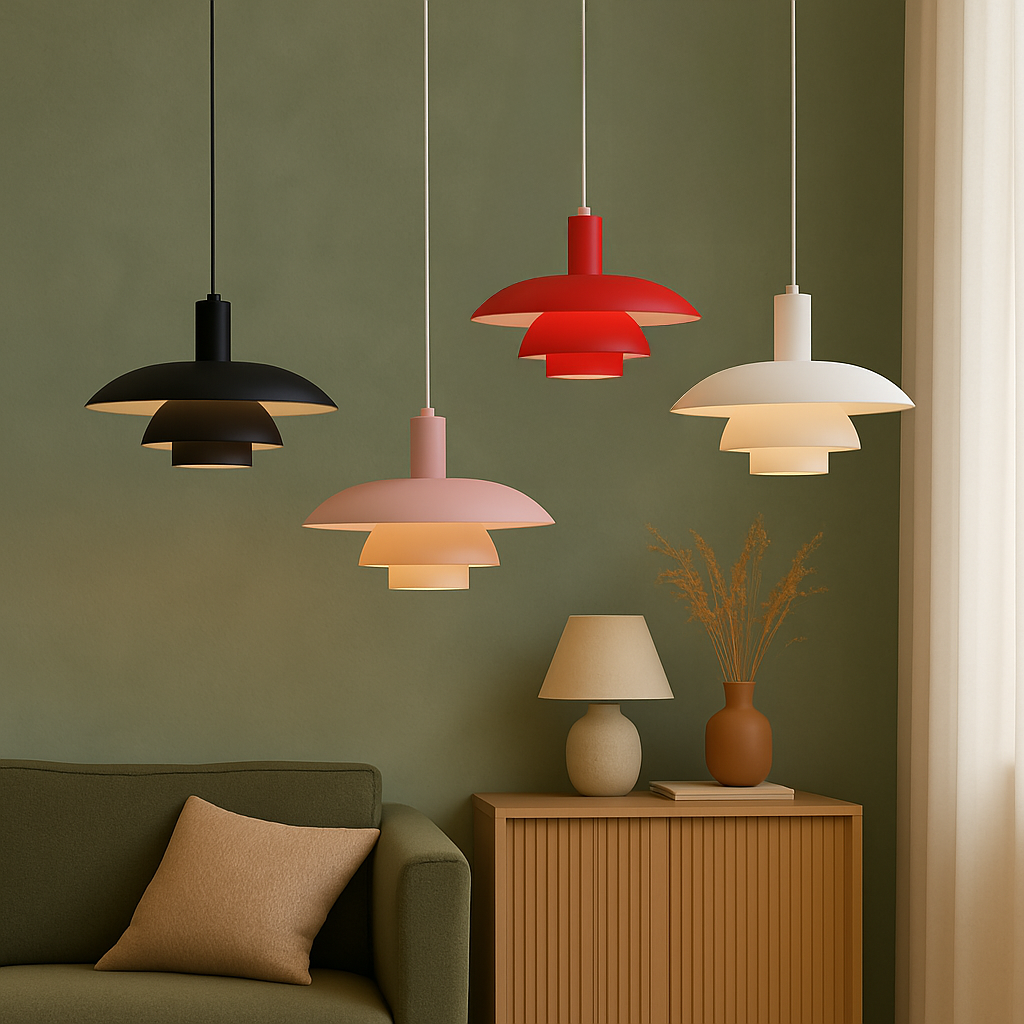 Hanglamp Scandinavisch met Gelaagde Kap en Verstelbare Hoogte