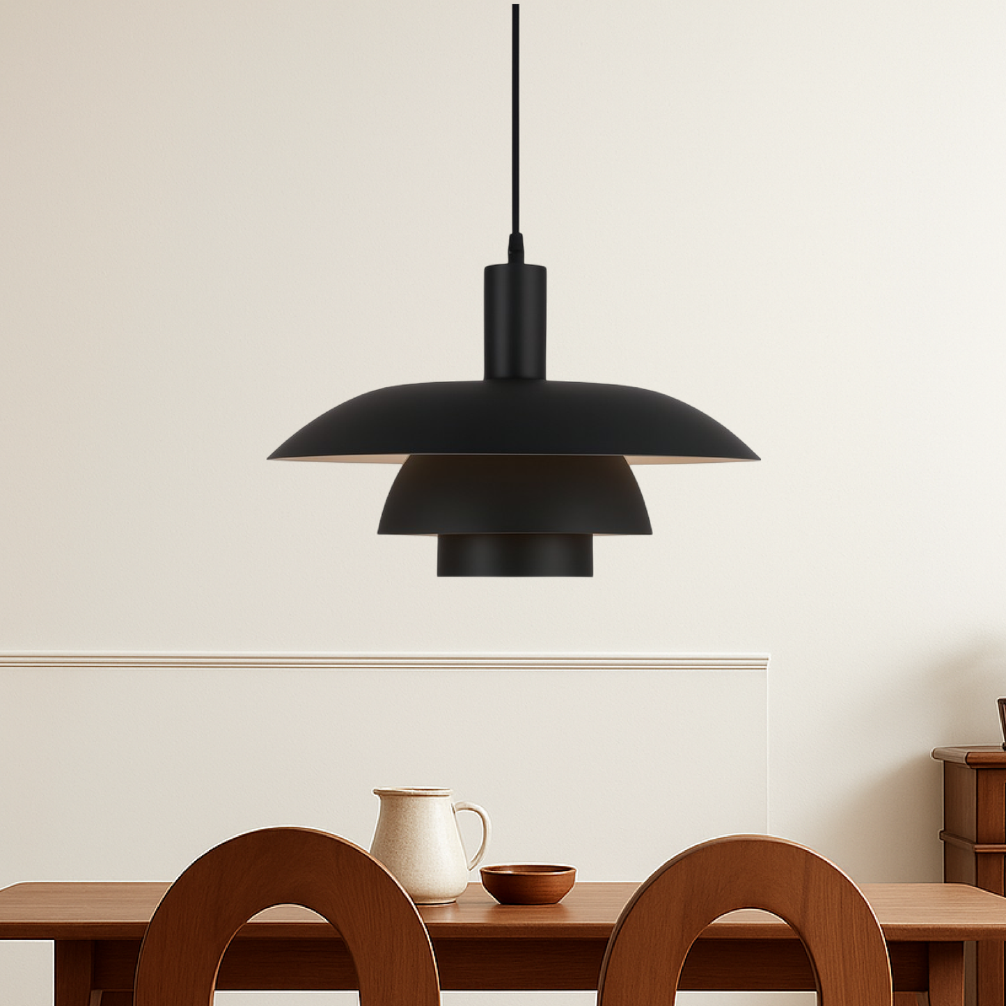 Hanglamp Scandinavisch met Gelaagde Kap en Verstelbare Hoogte