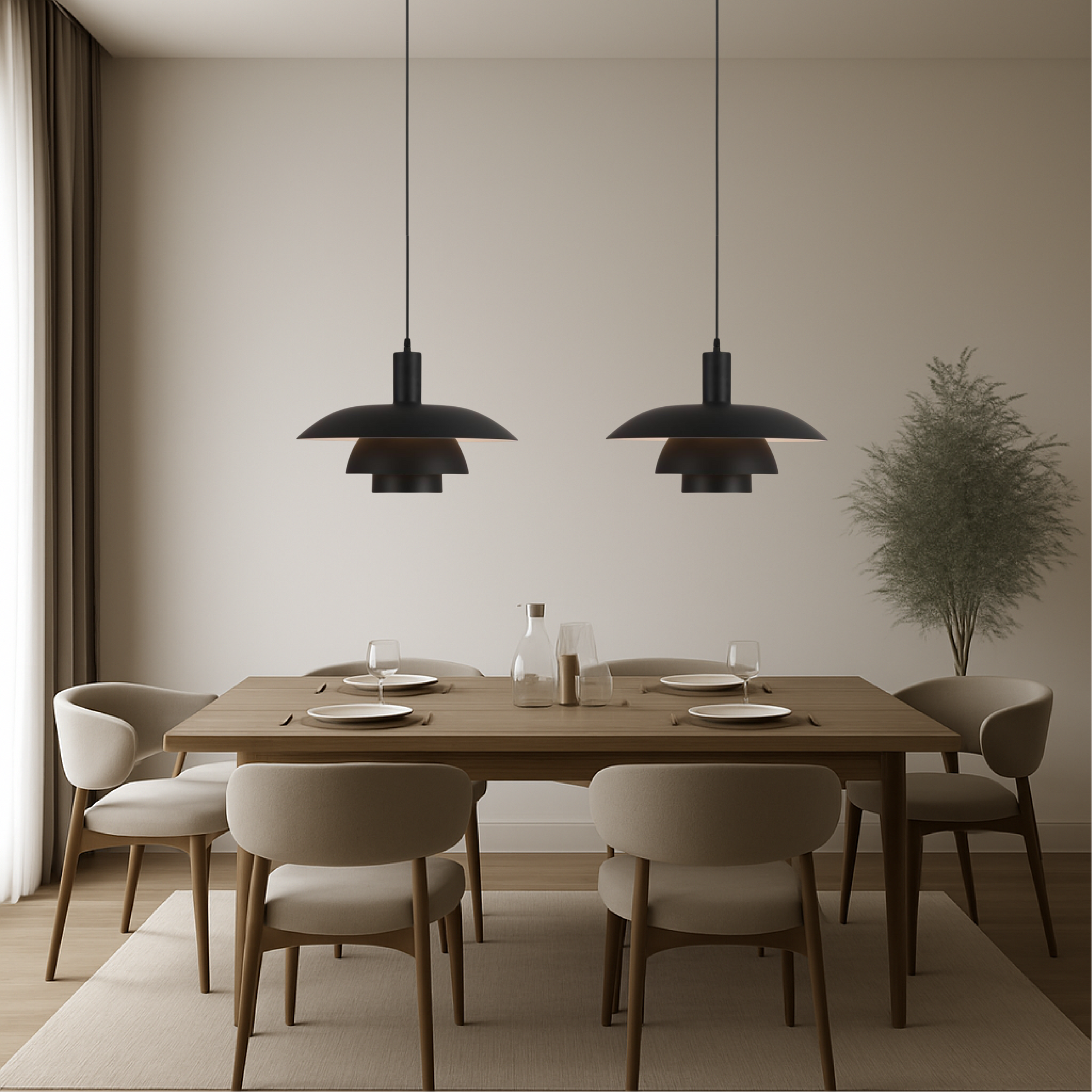 Hanglamp Scandinavisch met Gelaagde Kap en Verstelbare Hoogte