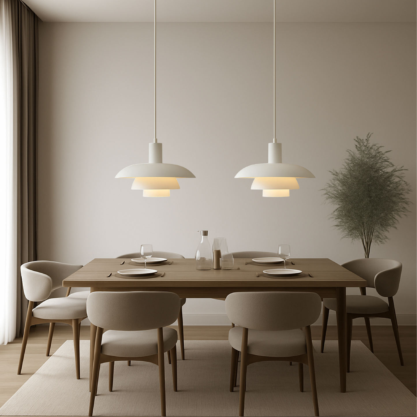 Hanglamp Scandinavisch met Gelaagde Kap en Verstelbare Hoogte