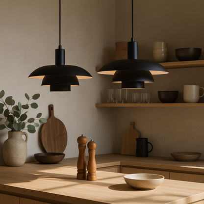 Hanglamp Scandinavisch met Gelaagde Kap en Verstelbare Hoogte