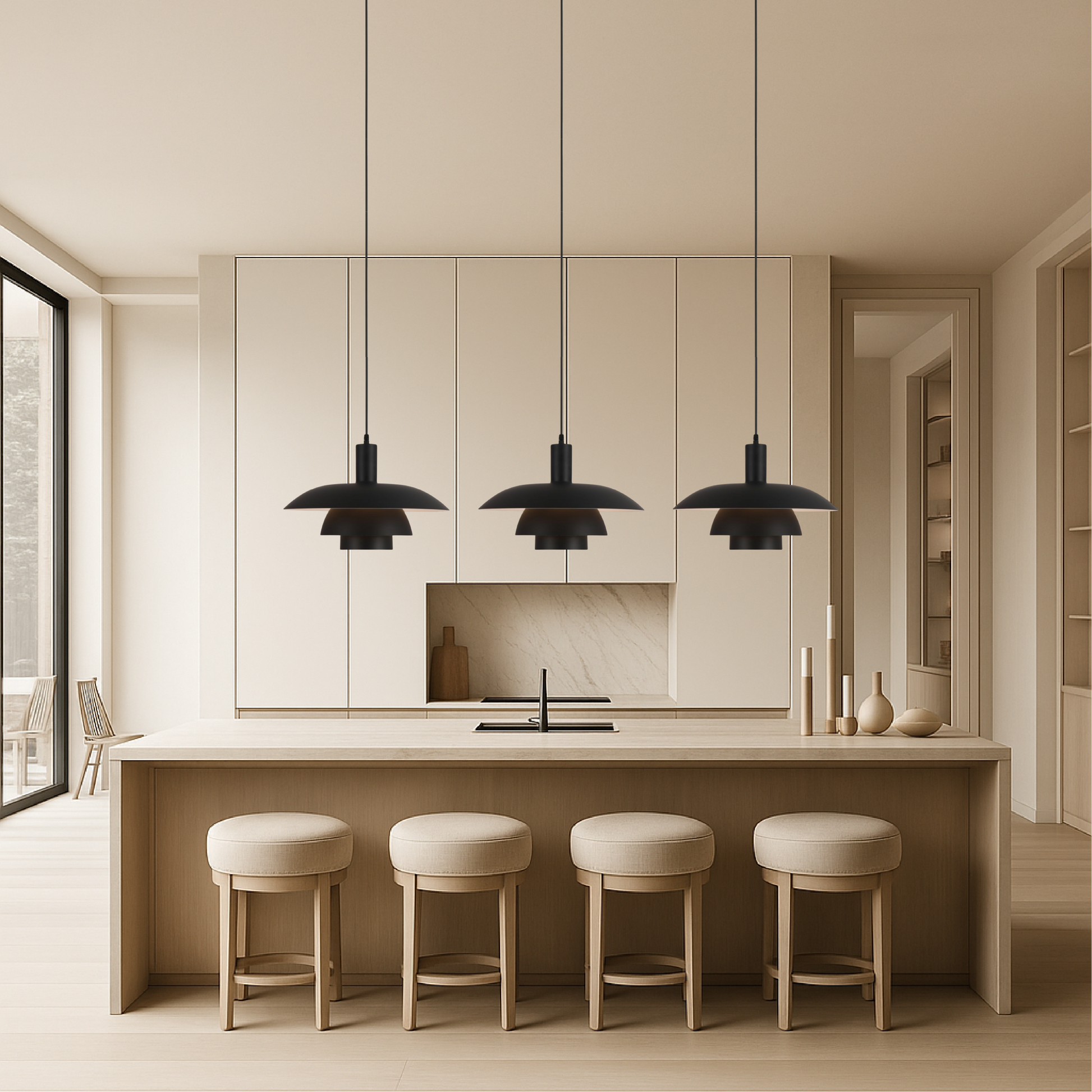 Hanglamp Scandinavisch met Gelaagde Kap en Verstelbare Hoogte