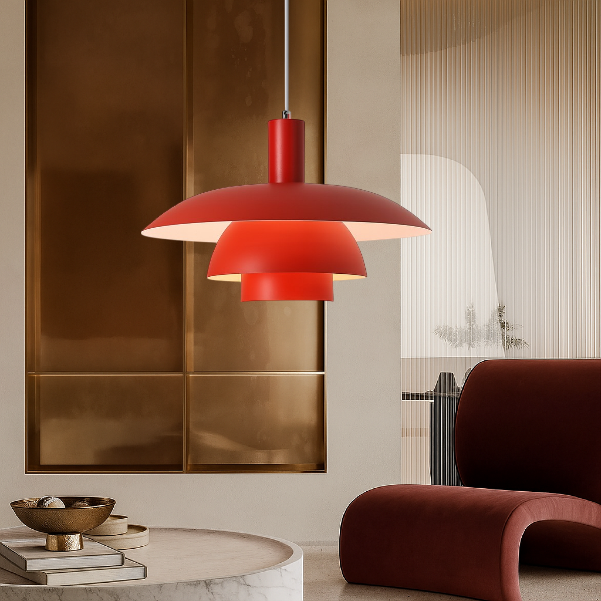 Hanglamp Scandinavisch met Gelaagde Kap en Verstelbare Hoogte