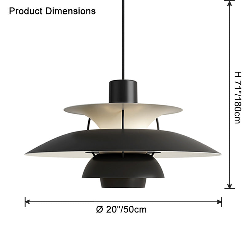 Hanglamp Scandinavisch met Gelaagde Kap en Verstelbare Hoogte