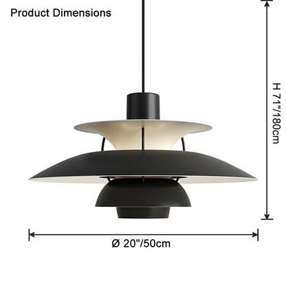 Hanglamp Scandinavisch met Gelaagde Kap en Verstelbare Hoogte