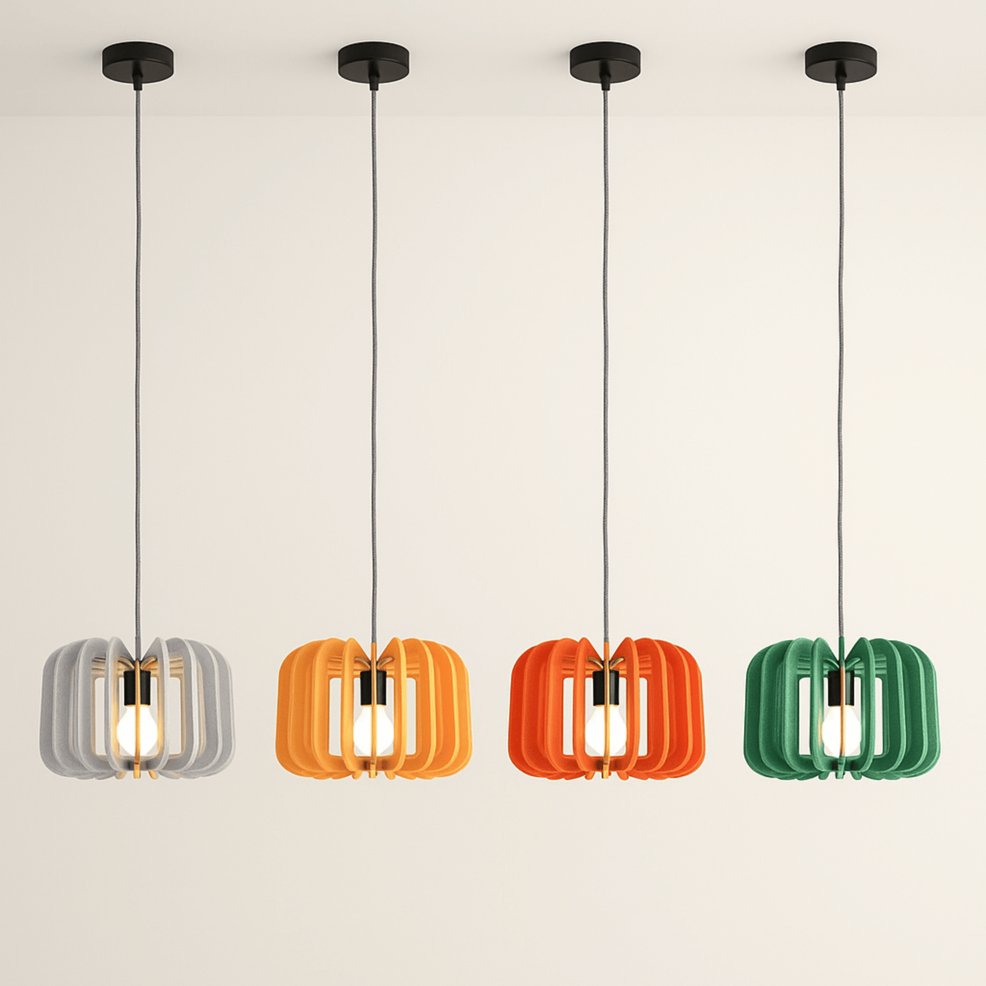 Hanglamp Scandinavisch met Gelameleerde Kap en Akoestisch Viltpaneel ##POS:10##