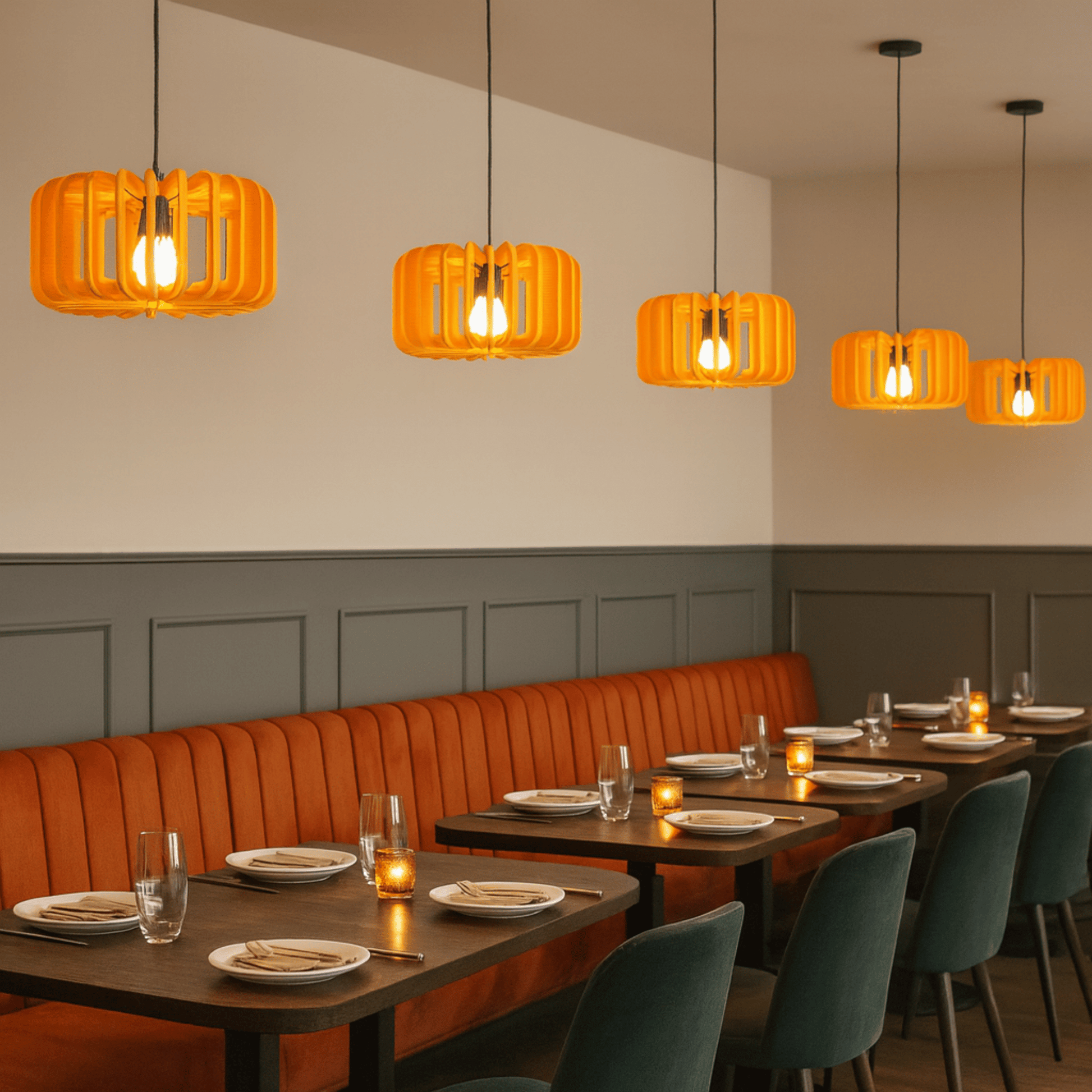 Hanglamp Scandinavisch met Gelameleerde Kap en Akoestisch Viltpaneel