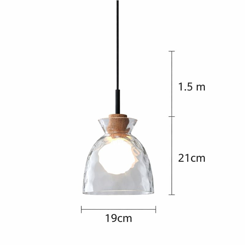 Hanglamp Scandinavisch met Geribbeld Glas en Houten Fitting