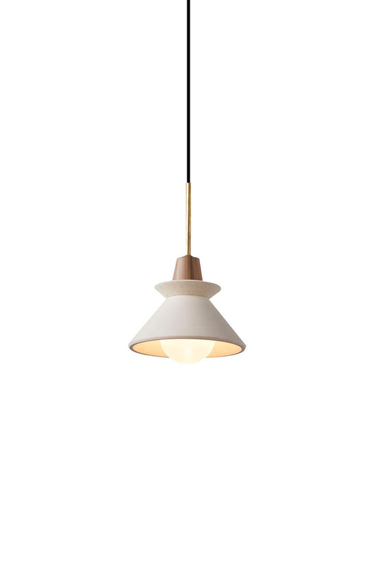 Hanglamp Scandinavisch met Houten Detail en Conische Kap
